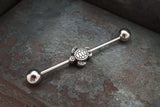 Silver Sea Turtle 16g Industrial Barbell Beaded Scaffold Piercing