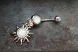 Glowing White Sun Silver Belly Button Navel Rings - Gift under 20