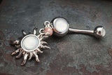 Glowing White Sun Silver Belly Button Navel Rings - Gift under 20