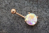 Round AB Aurora Borealis Rose Gold Belly Ring - Gift Under 20