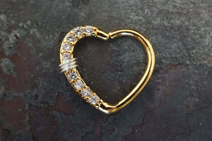 16 Gauge Yellow Gold Heart Daith Rook Hoop Earring Conch Cartilage