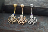 Octopus Belly Button Ring - Silver, Yellow Gold or Rose Gold