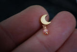 Rose Gold Crescent Moon Helix Cartilage Tragus Earring Piercing 16 Gauge