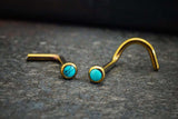 18g 20g Turquoise Titanium Rose Gold Nose Stud L Bend Nose Ring