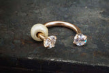 Rose Gold Hoop Earring Prong Set CZ Crystal 16G Cartilage Helix Tragus Rook Septum Hoop Earring