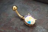 AB Aurora Borealis Yellow Gold Belly Ring