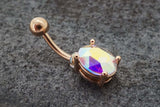 AB Aurora Borealis Rose Gold Belly Ring