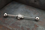 Silver Sea Turtle 16g Industrial Barbell Beaded Scaffold Piercing