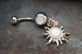 Glowing White Sun Silver Belly Button Navel Rings - Gift under 20