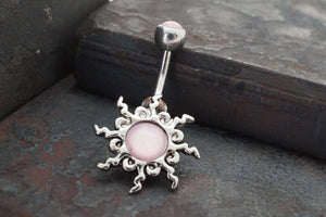 Pink Sun Silver Belly Button Navel Rings - Gift under 20