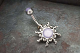 Purple Sun Silver Belly Button Navel Rings - Gift under 20