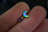 Rainbow Crescent Moon Helix Cartilage Tragus Earring Piercing 16 Gauge