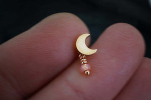 Rose Gold Crescent Moon Helix Cartilage Tragus Earring Piercing 16 Gauge