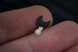 Black Crescent Moon Helix Cartilage Tragus Earring Piercing 16 Gauge