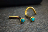 18g 20g Turquoise Titanium Rose Gold Nose Stud L Bend Nose Ring