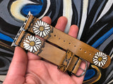 Leather Watch Band White Daisies - Ready To Ship