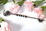 Owl and Moon Skeleton Key Industrial Barbell Scaffold Piercing