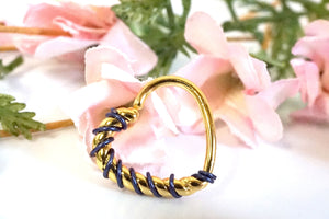 16 Gauge Gold Daith Rook Twisted Braided Heart Hoop Ring Daith Septum Hoop