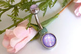 Purple Illuminating Stone 316L Surgical Steel Belly Button Navel Ring