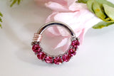 16g or 18g Pink Crystal Silver Hoop Earring Daith Rook Hoop Ring Daith Septum Hoop Helix Cartilage