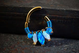 16 Gauge Yellow Gold White and Blue Marquise Fire Opal Septum Clicker Daith Earring Rook Earring