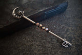 Owl and Moon Skeleton Key Industrial Barbell Scaffold Piercing