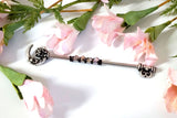 Owl and Moon Skeleton Key Industrial Barbell Scaffold Piercing