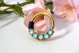 5 Light Blue Illuminating Stones 16g Gold Daith Rook Hoop Ring Daith Septum Hoop Helix Cartilage