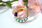 5 Light Blue Illuminating Stones 16g Gold Daith Rook Hoop Ring Daith Septum Hoop Helix Cartilage