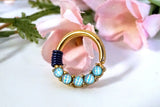 5 Light Blue Illuminating Stones 16g Gold Daith Rook Hoop Ring Daith Septum Hoop Helix Cartilage