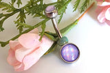 Purple Illuminating Stone 316L Surgical Steel Belly Button Navel Ring