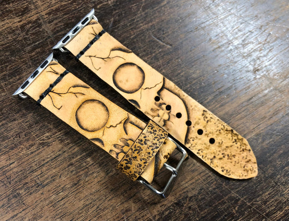 Ready To Ship - Skull Tooled Leather Watch Band