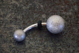 Sandblasted Simple Silver Belly Button Navel Rings