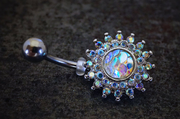 Sunburst Mermaid Belly Button Navel Rings Aurora Borealis