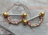 14g or 16g Twisted Vine Gold Nipple Shield Nipple Ring Nipple Piercing