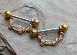 14g or 16g Twisted Vine Gold Nipple Shield Nipple Ring Nipple Piercing