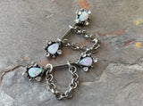 White Opal Teardrop Silver Nipple Ring Nipple Piercing