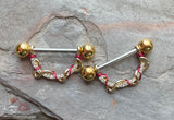 14g or 16g Twisted Vine Gold Nipple Shield Nipple Ring Nipple Piercing