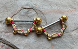 14g or 16g Twisted Vine Gold Nipple Shield Nipple Ring Nipple Piercing