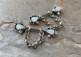 White Opal Teardrop Silver Nipple Ring Nipple Piercing