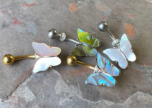 Abalone Shell Butterfly Belly Button Navel Rings - Gift under 15