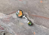 Green Iridescent Stone 316L Surgical Steel Belly Button Ring