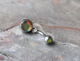 Green Iridescent Stone 316L Surgical Steel Belly Button Ring