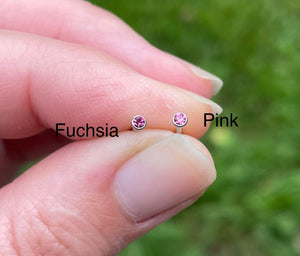 Pink or Fuschia Crystal Nose Stud Nose Ring