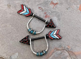 Red White Blue Arrow Nipple Ring Nipple Piercing Feather