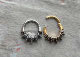 High Quality All 316L Surgical Steel Burnished Spike Fan Hinge Hoop Silver or Gold