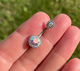 AB Crystal Silver Belly Button Ring Navel Ring