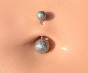 Sandblasted Simple Silver Belly Button Navel Rings