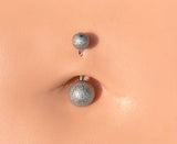 Sandblasted Simple Silver Belly Button Navel Rings