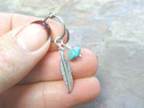 Turquoise Cartilage Hoop Silver Feather Earring Boho Tragus Helix Piercing